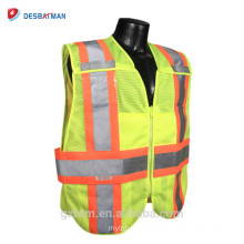 100% PolyesterHi Vis Vest Meet Ansi107,Mesh Reflective Safety Workwear Waistcoat With Mic Tabs And Chest Pockets